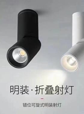 明装筒灯led射灯可调角度家用客厅电视背景墙商用吸顶cob天花灯