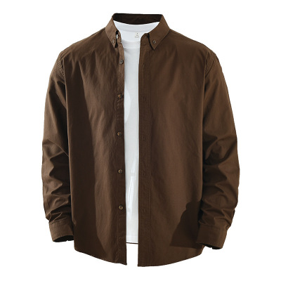 复古长袖衬衫男士新款春秋季全棉