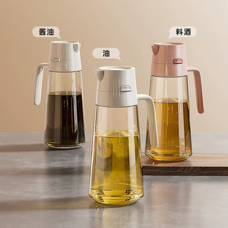 物鸣玻璃油壶厨房家用自动开合油罐壶食品级酱油醋调料瓶香油瓶
