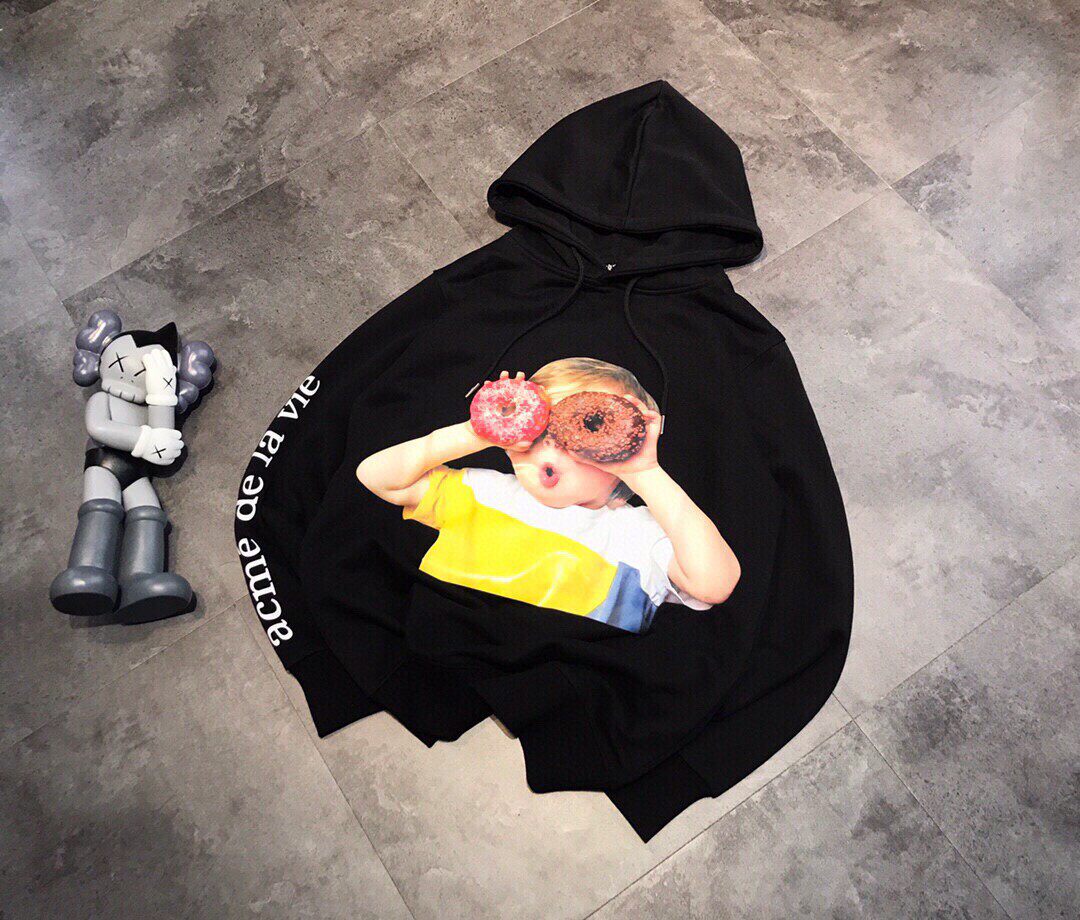 秋冬款重磅连帽卫衣纯色宽松套头情侣款上衣加厚帽衫印花可爱学院