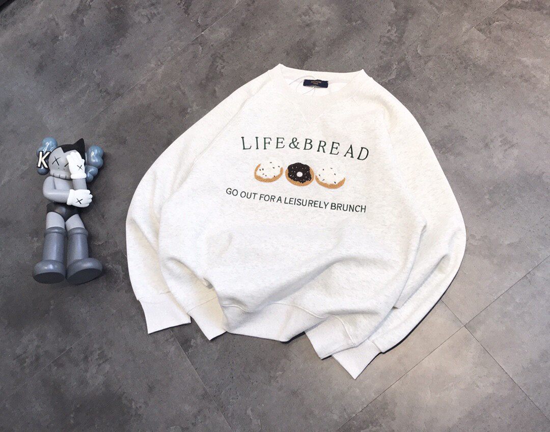 秋冬长袖圆领刺绣甜甜圈毛圈纯棉宽松上衣男女学院可爱韩版卫衣潮