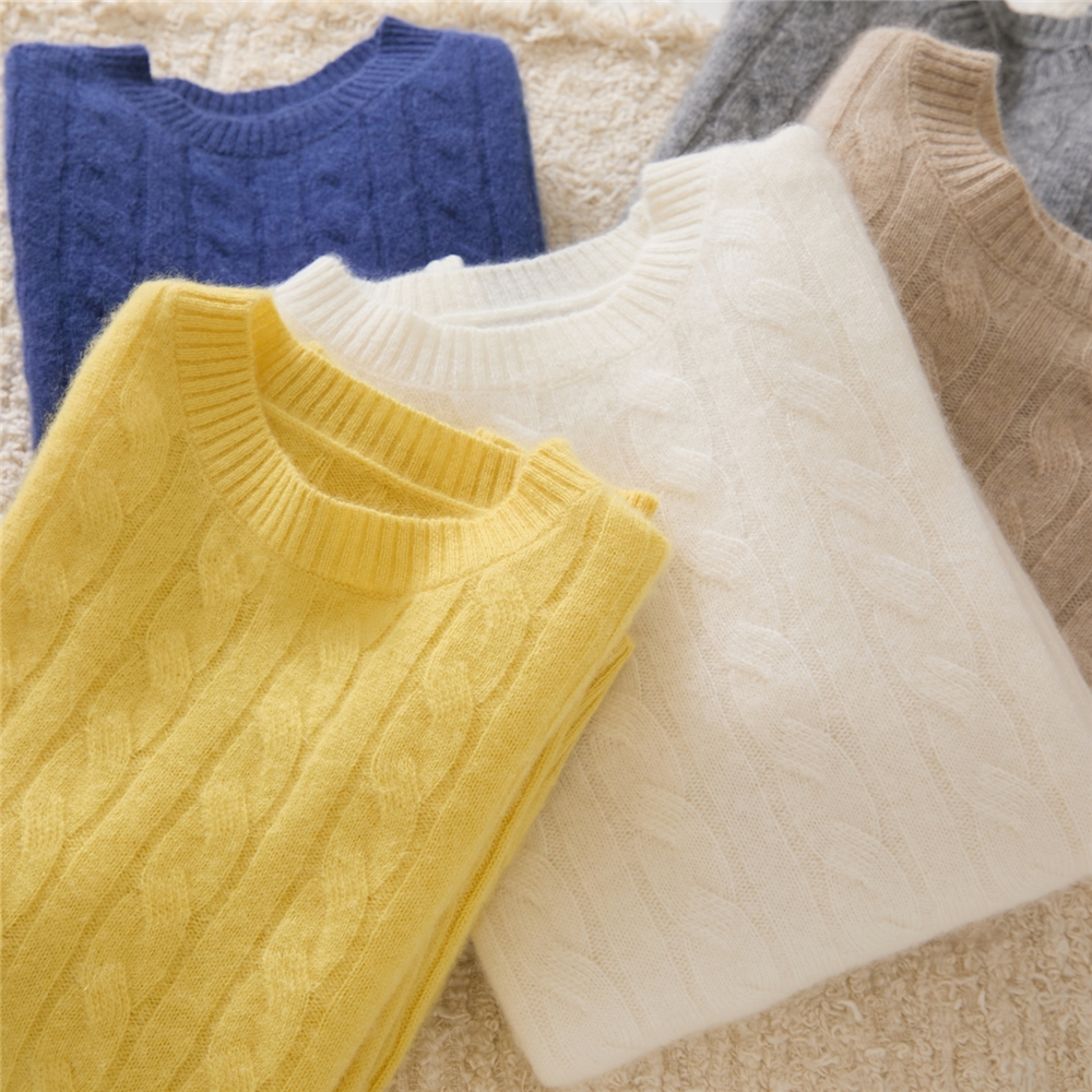重工款扭花秋冬儿童羊绒衫圆领女童打底羊毛衫大童男童羊绒毛衣