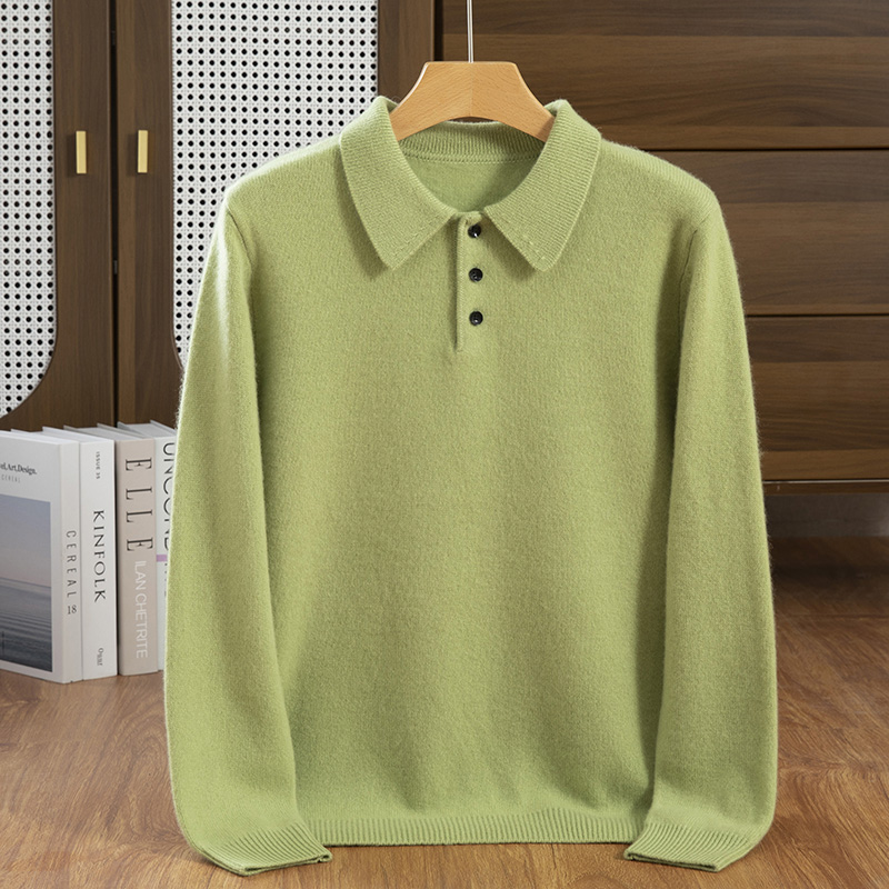 秋冬季35%羊绒休闲商务百搭7针加厚POLO领羊绒衫男装