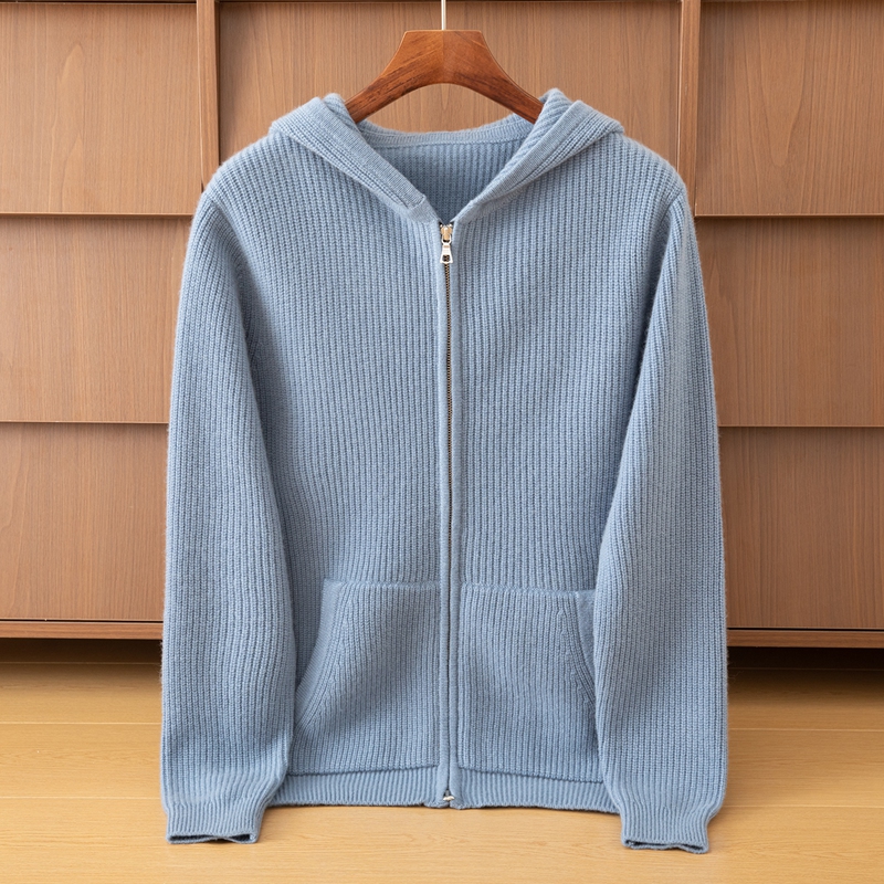 2025年秋季连帽时尚百搭通勤休闲羊绒开衫