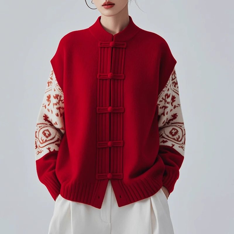 新中式本命过年红色毛衣外套女2025春国风设计感盘扣针织开衫上衣,女装/女士精品,毛针织衫,淘宝优惠券,粉丝福利购,淘宝优惠卷