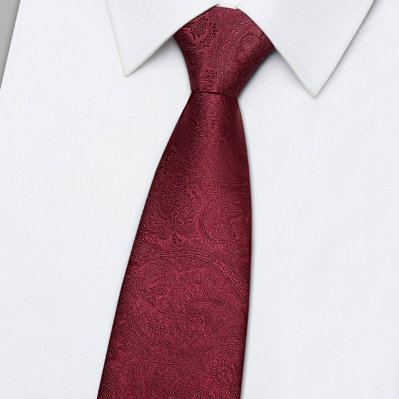 高端男士商务正装领带西装衬衫懒人拉链免打结红色花纹时尚1120z