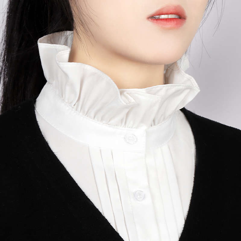 白色假领子女百搭新款法式风琴褶