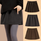 2025新款 半身裙 卫衣黑色大码 屁帘女叠穿高级配鲨鱼裤 棕色下摆厚款