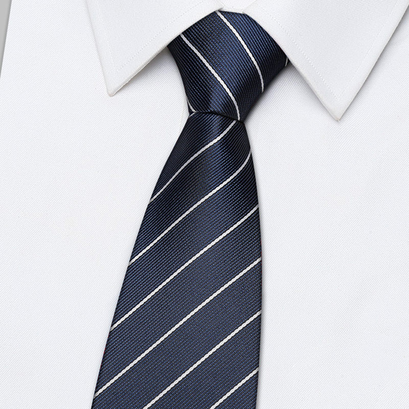 正装拉链领带一拉得条纹懒人商务男士宽7CM蓝色免打结婚礼高1120z