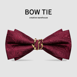 高级感红色领结婚礼男结婚新郎领结蝴蝶结伴郎兄弟团西装 礼服配饰