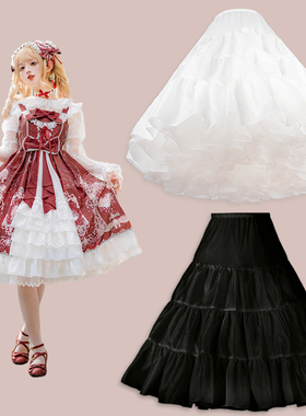 裙撑长款日常微蓬lolita洛丽塔无骨软纱蓬蓬礼服婚纱60cm黑色暴力