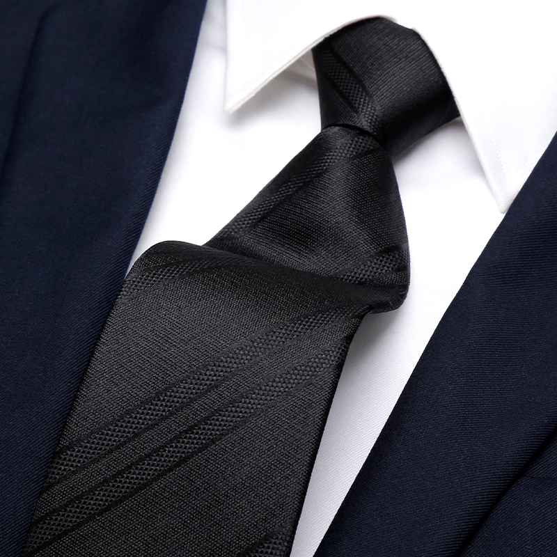 男士领带拉链式正装商务高端职业易拉得免打结黑色礼盒1120z