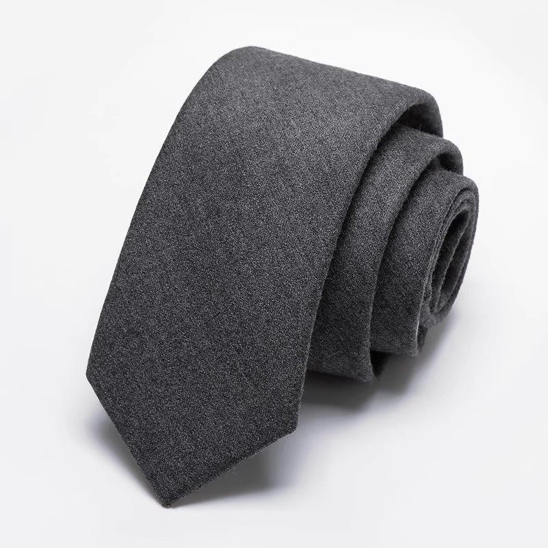 纯灰色羊毛男士领带商务高档