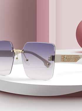女潮爱玛尼龙高清无框切边太阳镜网红女明星同款时尚防强光墨镜韩