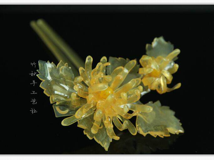 手工艺热缩树脂寿菊玉珠发簪古风头花和风和服舞台头饰古典日常
