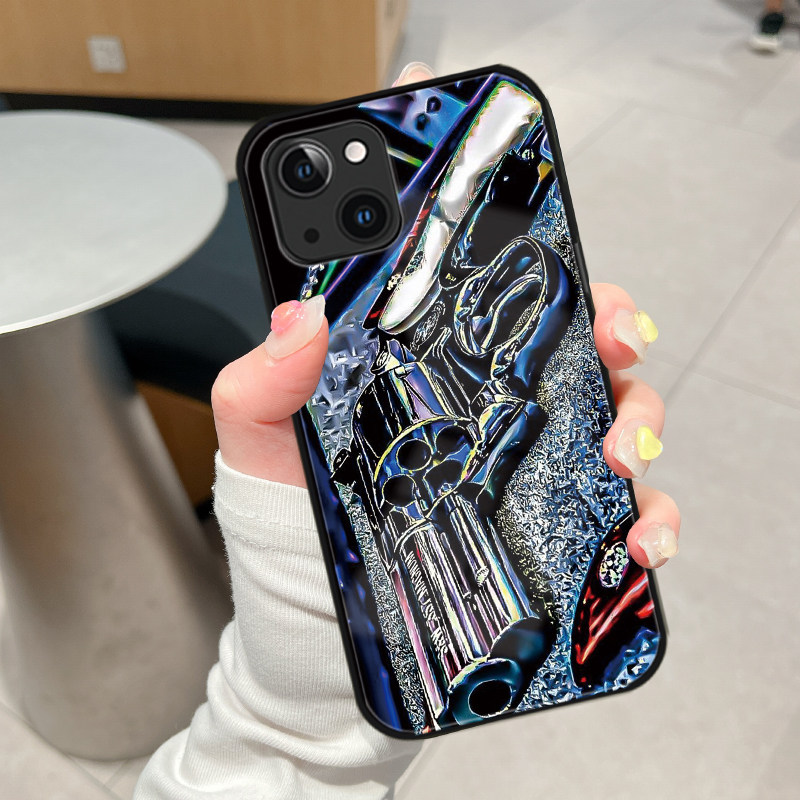 左轮手枪苹果13高级感12玻璃11创意xr/78plus适用华为mate50/p60/小米