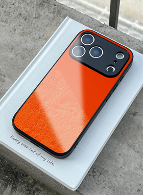 适用于iPhone17promax橙色手机壳玻璃17Air极简16pro高级感15全包14/13个性拼色12新款11小米17pro华为p80pro