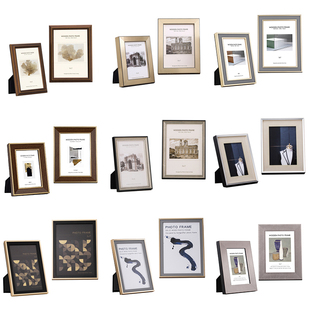 意大利设计现代简约实木相框6寸7寸10寸银黑金样板房软装摆台摆件