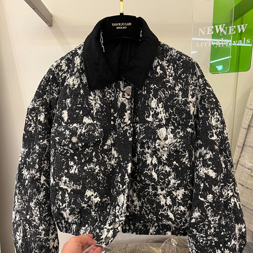 泼墨提花90白鹅绒夹克外套羽绒服