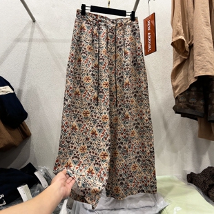 欧韩高端复古松紧高腰抽绳垂感休闲裤女夏季轻薄透气拖地阔腿裤子