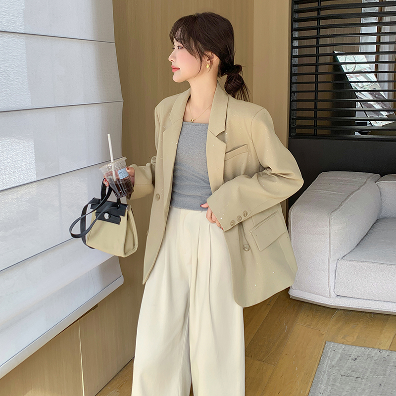 高级感卡其色小个子宽松西装外套女春季2025新款气质休闲炸街西服