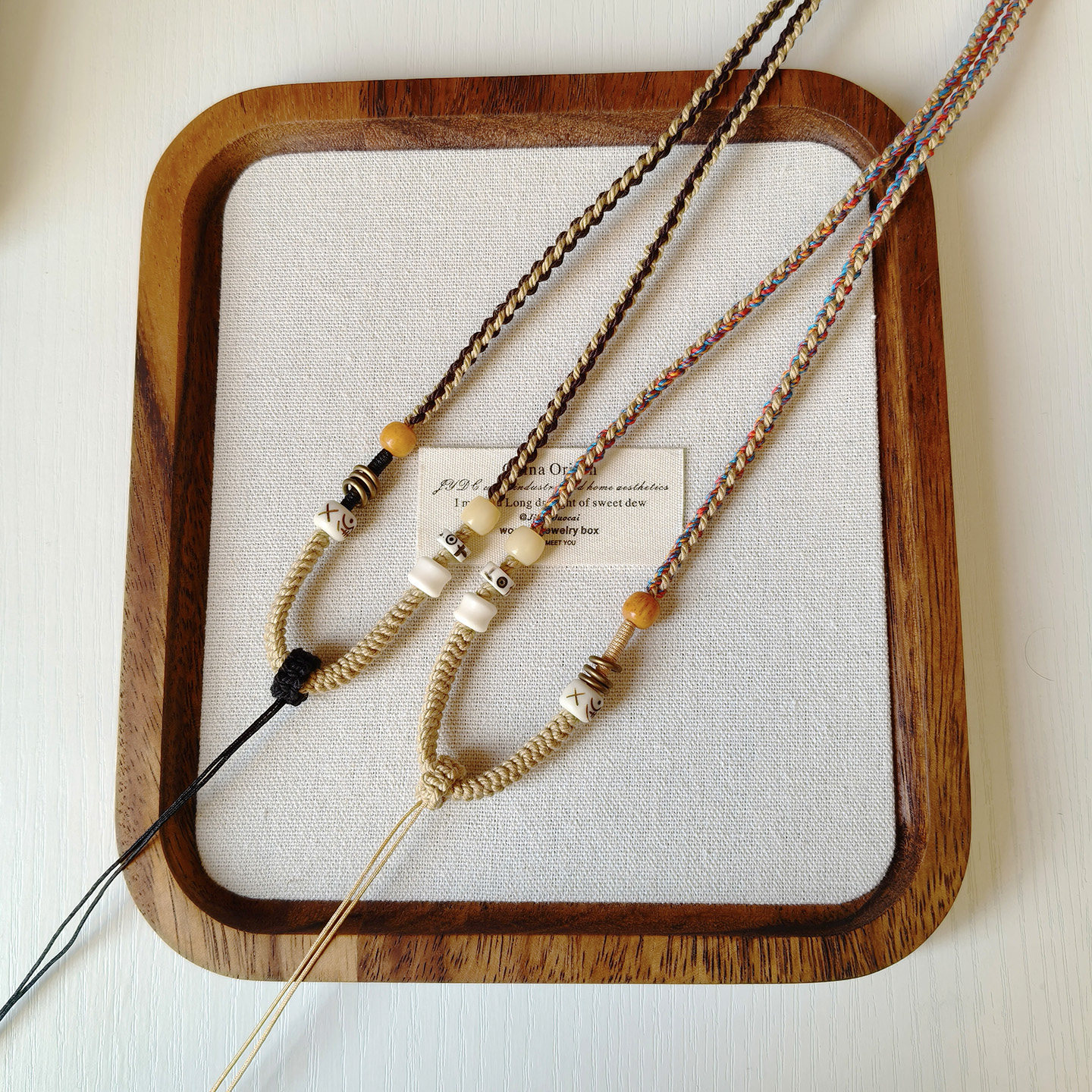 手编项链绳藏式风手搓棉线天珠唐卡挂件绳吊坠绳手工编织毛衣链绳