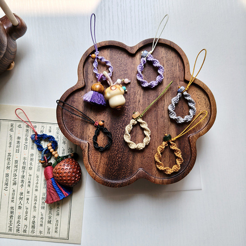 新品纯手工编织手机扣挂件diy链接扣配件 挂流苏提溜钥匙扣文玩