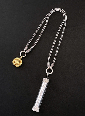 不拘925纯银前后双挂平安纹复古男士项链佛牌链活口扣挂吊坠