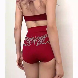 YAMMYUKI显瘦高腰百搭防走光黑色弹力短裤爵士舞heels性感热裤女