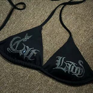 CATLADY 欧美Heels钢管爵士舞DS比基尼内衣上衣字母烫钻 同款