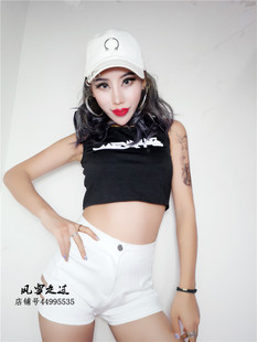 新款女团队演出服舞台装ds演出服dj女歌手组合爵士舞服装黑白套装