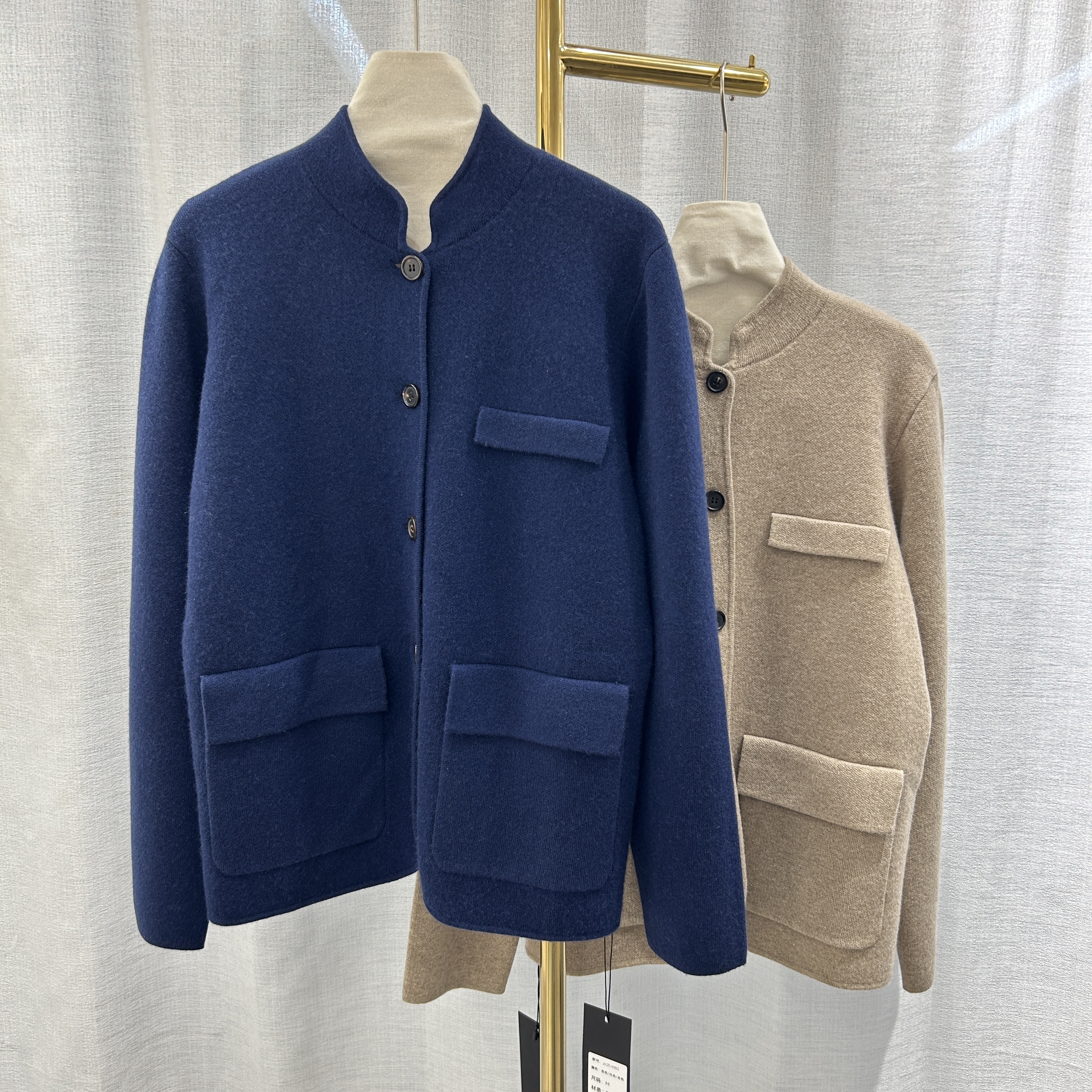 LP女装秋冬新款立领羊绒上衣女羊毛宽松轻奢气质贵族双口袋外套