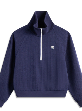 李宁卫衣春女运动潮流系列舒适透气简约宽松套头无帽卫衣AWDV138-