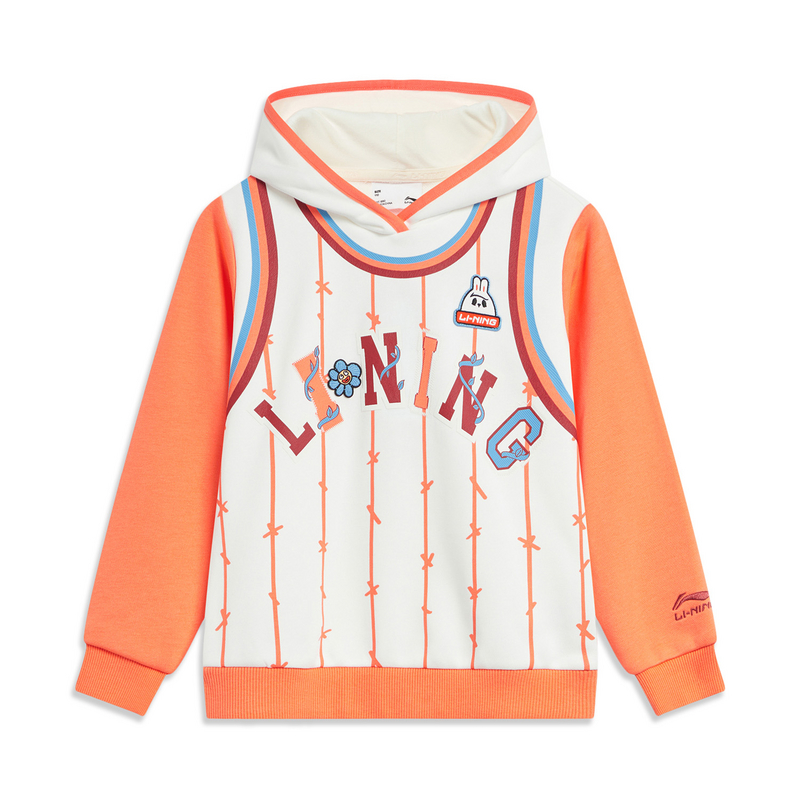 李宁卫衣秋女童运动生活系列舒适透气常规套头连帽卫衣YWDT162-