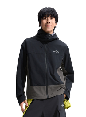 李宁荷叶风衣男秋防泼水运动服户外健步连帽防风外套AFDU929-B品