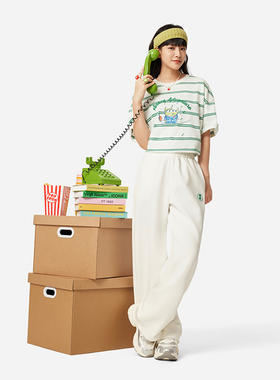 李宁卫裤女子2025夏季新品时尚潮流透气直筒宽松运动长裤AKLV750-