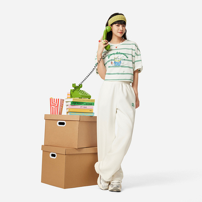 李宁卫裤女子2025夏季新品时尚潮流透气直筒宽松运动长裤AKLV750-