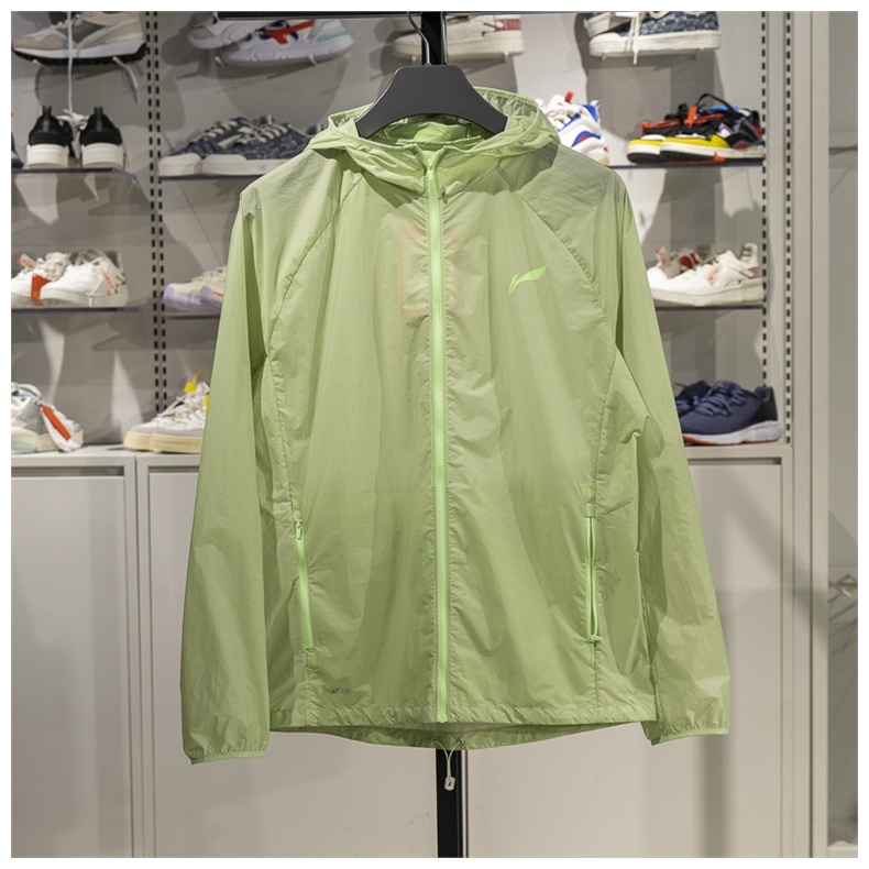 李宁防晒风衣男夏跑步健身休闲运动连帽轻薄外套AFDT183-5-B品