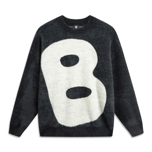 LI-NING/李宁男子反伍系列宽松简约百搭套头编织衫AMBT147-B品