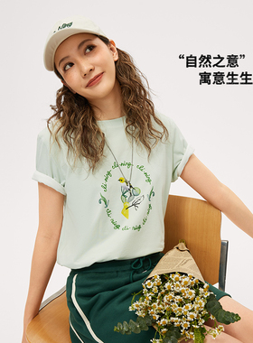 LI-NING/李宁运动潮流系列女子休闲宽松短袖T恤文化衫AHSU332-B品