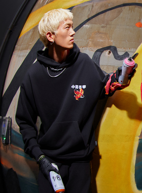 中国李宁系列卫衣男春百搭潮流宽松透气套头连帽卫衣AWDU337--B品