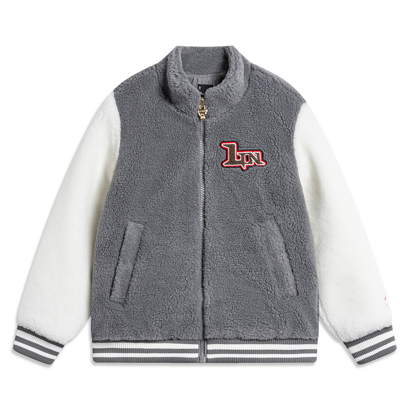 李宁运动生活系列男小童外套仿羊羔毛温暖舒适运动服YFDU025-B品