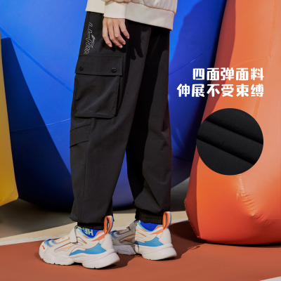 李宁运动裤男女童春季运动生活舒适透气常规休闲运动长裤YYKT079