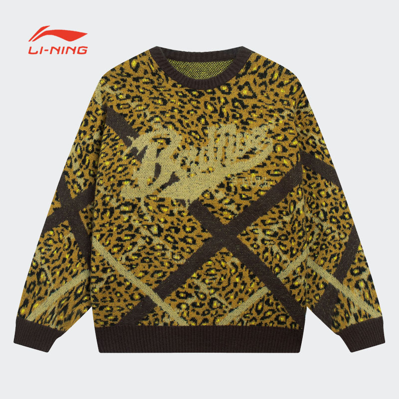 李宁套头无帽编织衫女子秋冬反伍BADFIVE篮球系列宽松上衣AMBS104