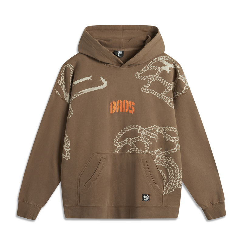 李宁反伍BADFIVE男子时尚百搭舒适宽松套头连帽卫衣AWDU265-B品