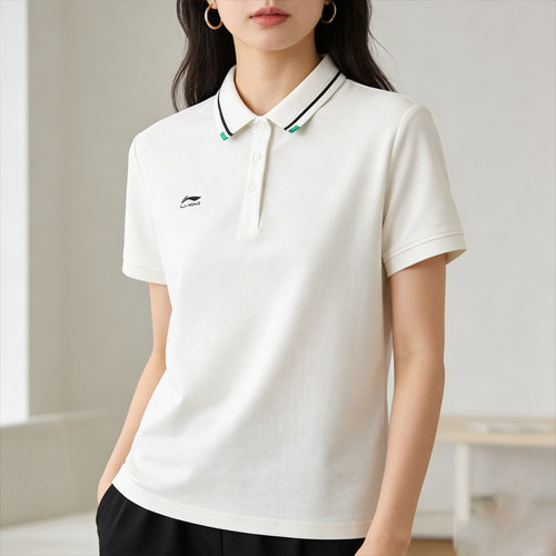李宁2025新款女子短袖POLO衫夏季舒适透气翻领T恤高中系列APLV060