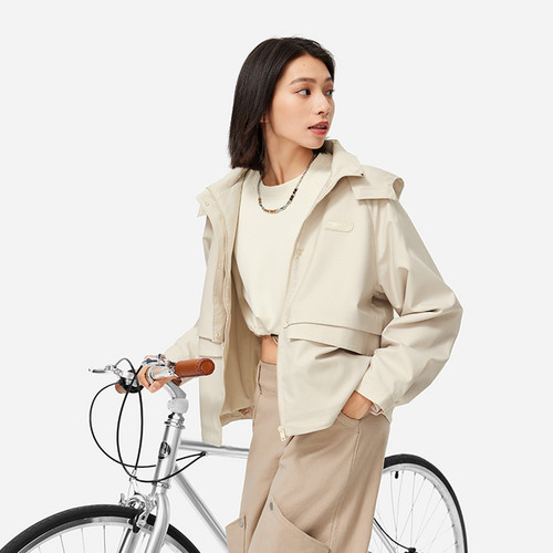 李宁运动生活系列女子宽松型连帽时尚运动风衣AFDUA84-B品