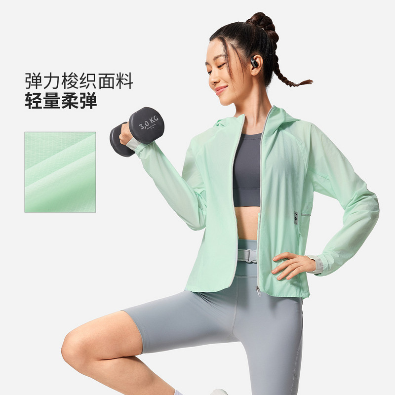 李宁风衣秋女子健身系列时尚透气简约百搭修身梭织薄外套AFDVG52-