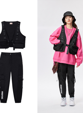 李宁篮球系列女子马甲运动长裤时尚休闲潮流两件套装AWBR004-2