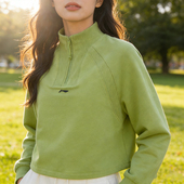 李宁卫衣春女健身系列舒适透气简约百搭宽松套头无帽卫衣AWDV432